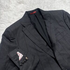 ISAIA Italy Sport Coat Blazer Men's 44 R Charcoal Gray Vert Stripe Surgeon Cuff